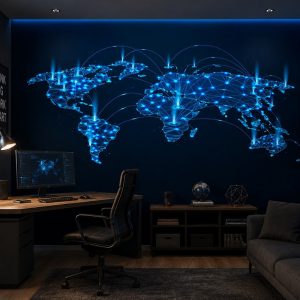 Tranh bản đồ thế giới công nghệ 3d led st2541792403