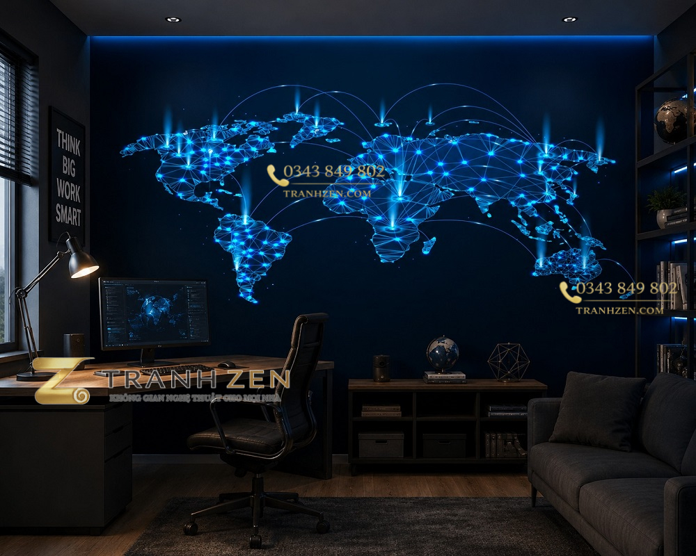 Tranh bản đồ thế giới công nghệ 3d led st2541792403
