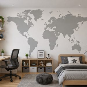 Tranh dán tường bản đồ thế giới tối giản hiện đại st2613386321