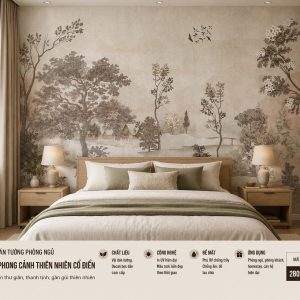 Tranh dán tường phòng ngủ phong cảnh thiên nhiên cổ điển 3d 2809863113
