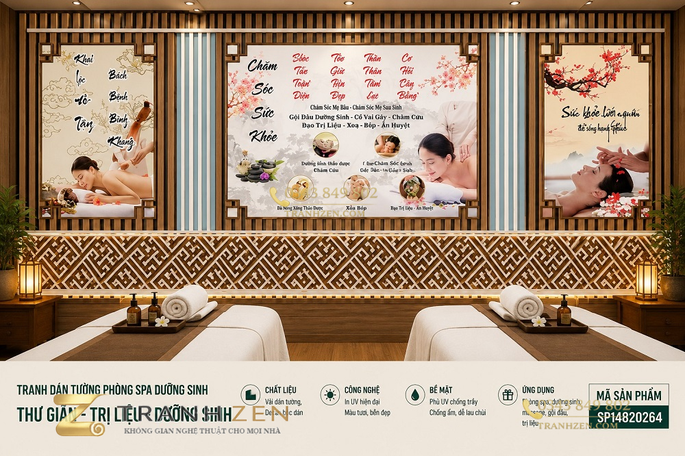 Tranh dán tường phòng spa dưỡng sinh chăm sóc sức khỏe 3d sp14820264