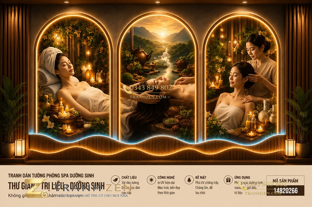 Tranh dán tường phòng spa dưỡng sinh massage thư giãn trị liệu 3d 14820266