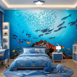 Tranh dán tường phòng trẻ em đại dương đàn cá dưới biển st2760185255