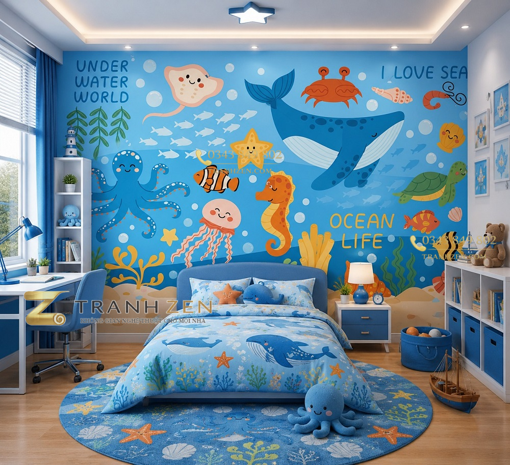 Tranh dán tường phòng trẻ em đại dương hoạt hình st2737286071