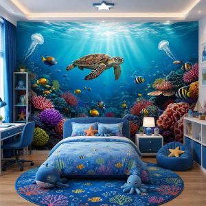 Tranh dán tường phòng trẻ em đại dương rùa biển và san hô st2746193307