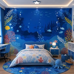 Tranh dán tường phòng trẻ em đại dương san hô cá biển 3d st2313859241