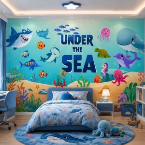 Tranh dán tường phòng trẻ em đại dương under the sea st2616895055