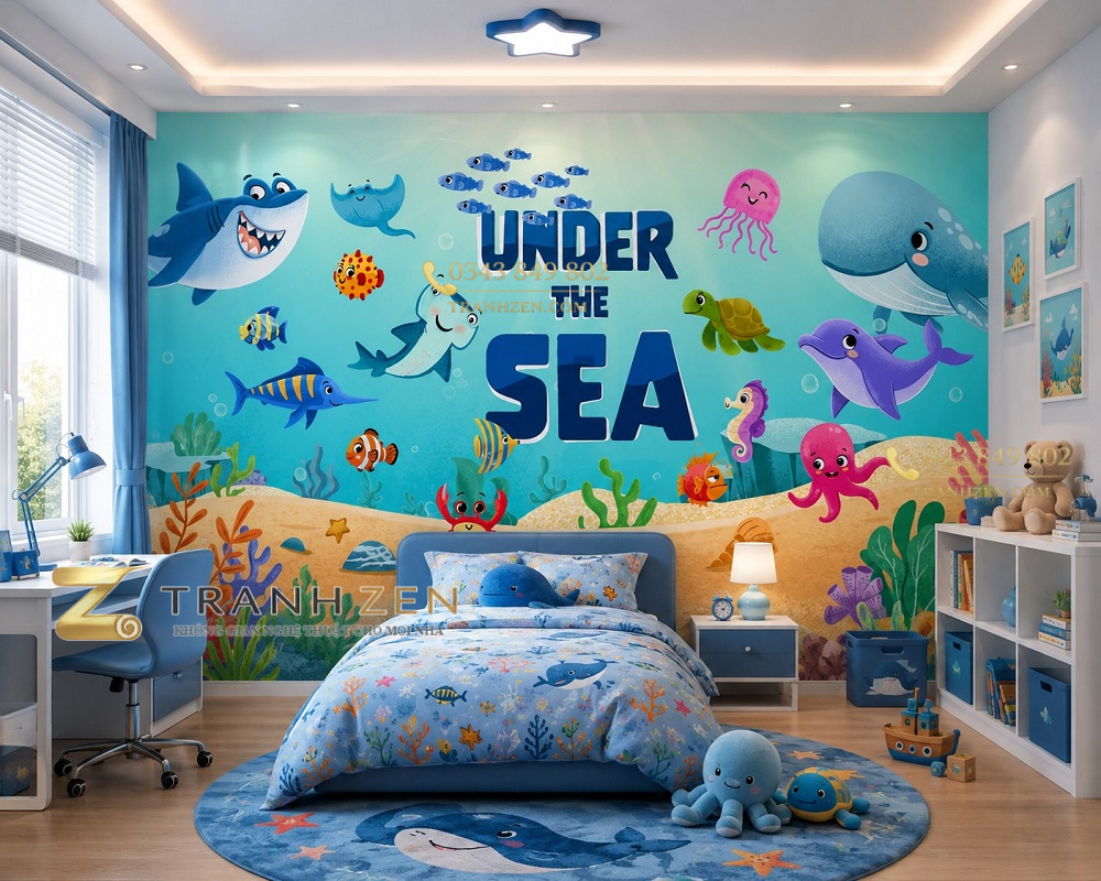 Tranh dán tường phòng trẻ em đại dương under the sea st2616895055