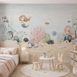 Tranh dán tường phòng trẻ em nàng tiên cá đại dương cổ tích st2639811001