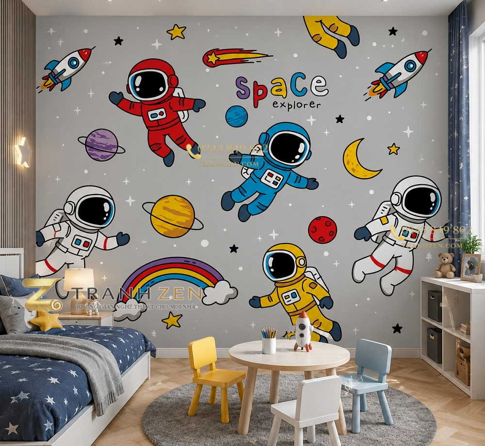 Tranh dán tường phòng trẻ em phi hành gia space explorer st2726258851