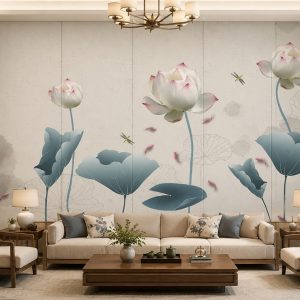 Tranh hoa sen nghệ thuật dán tường phòng khách 51791