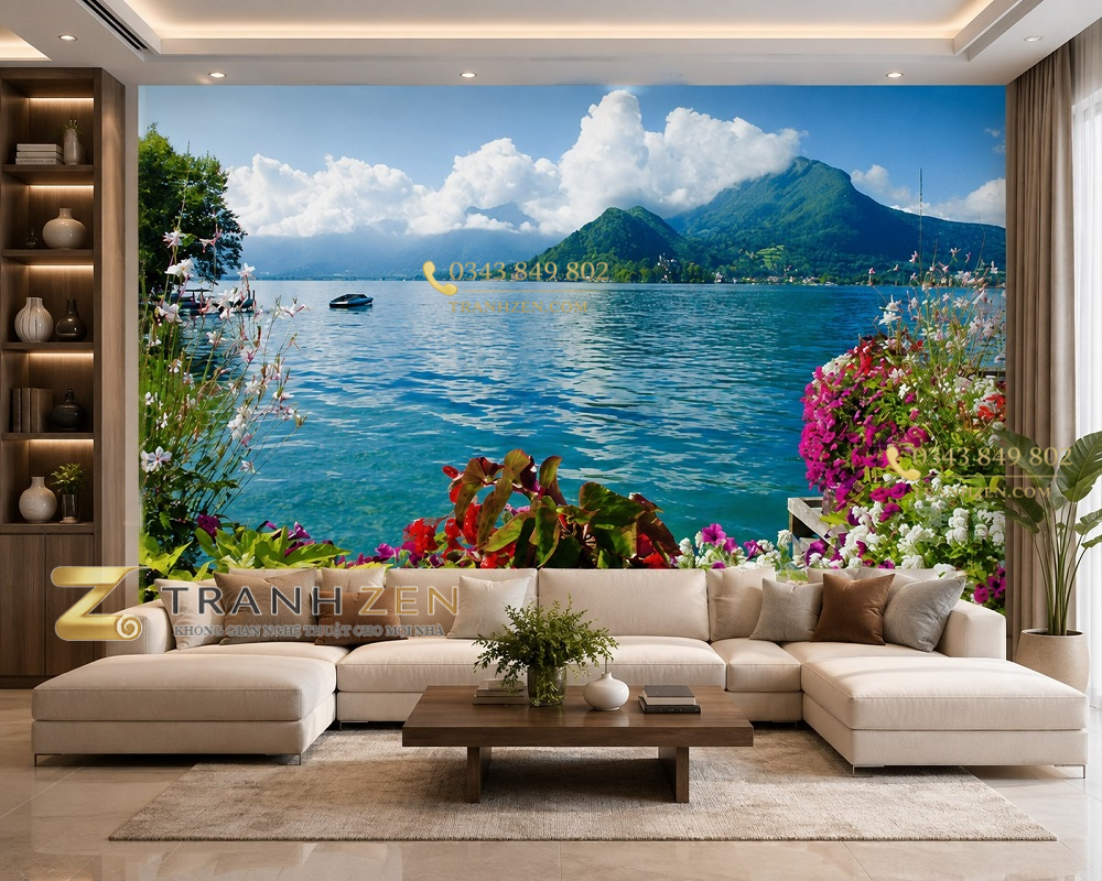 Tranh phong cảnh biển dán tường phòng khách 00984