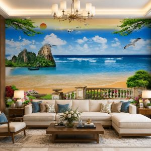 Tranh phong cảnh biển dán tường phòng khách 30455