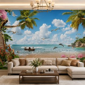 Tranh phong cảnh biển dán tường phòng khách 32520