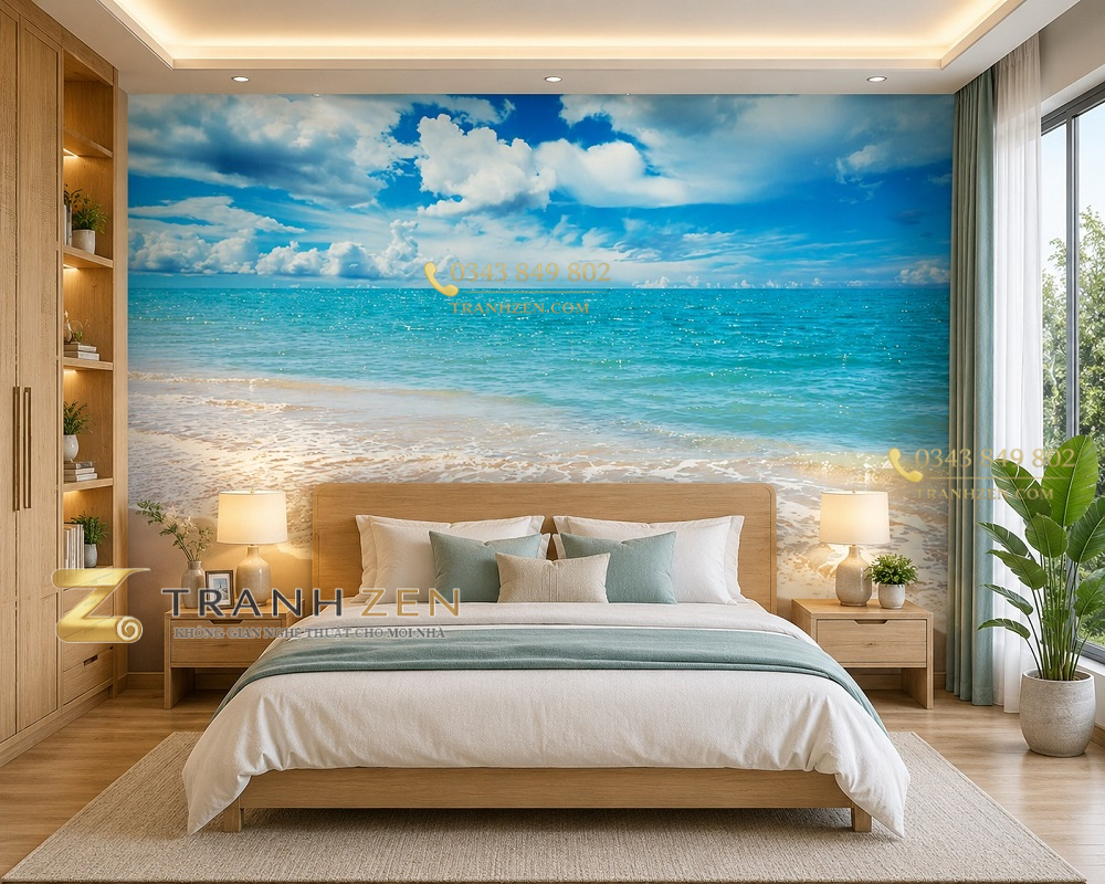 Tranh phong cảnh biển dán tường phòng ngủ 34410