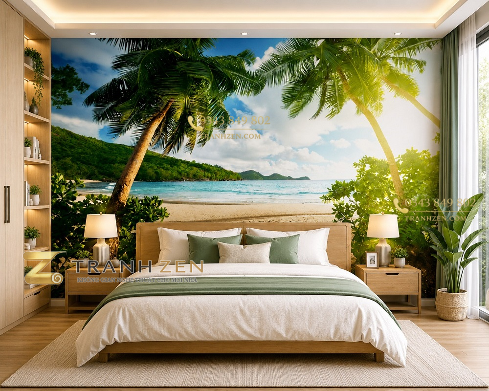 Tranh phong cảnh biển dán tường phòng ngủ 34415