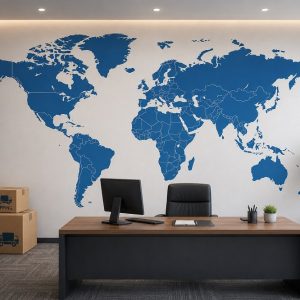 Tranh dán tường bản đồ thế giới phòng làm việc công ty vận chuyển st2745884381