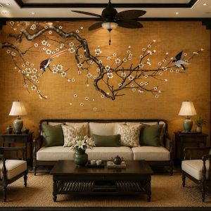 Tranh dán tường indochine trang trí phòng khách 98453
