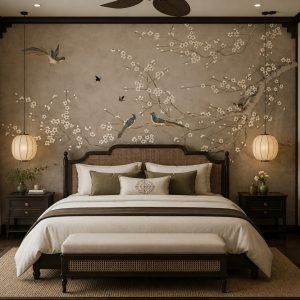 Tranh dán tường indochine trang trí phòng ngủ 32675