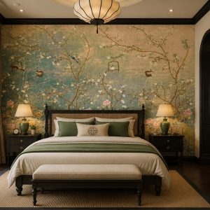 Tranh dán tường indochine trang trí phòng ngủ 534963