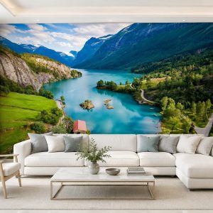 Tranh dán tường phòng khách phong cảnh vịnh hẹp (fjord) na uy pc9820261