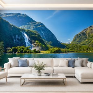 Tranh dán tường phòng khách phong cảnh thác bowen new zealand pc9820262