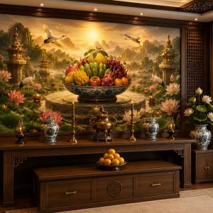 Tranh thờ mâm ngũ quả dán tường nq3820262