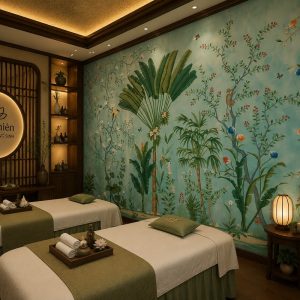 Trung tâm spa dưỡng sinh trang trí tường tranh indochine 42146