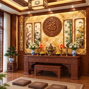 Tranh chữ phúc tứ quý xuân hạ thu đông dán tường phòng thờ pt23920266