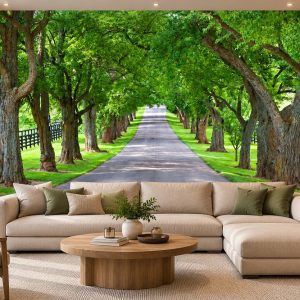 Tranh con đường hàng cây dán tường phong cảnh thiên nhiên xanh mát 00188