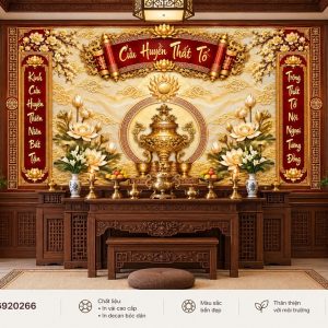 Tranh dán tường phòng thờ cửu huyền thất tổ hoa sen pt6920266