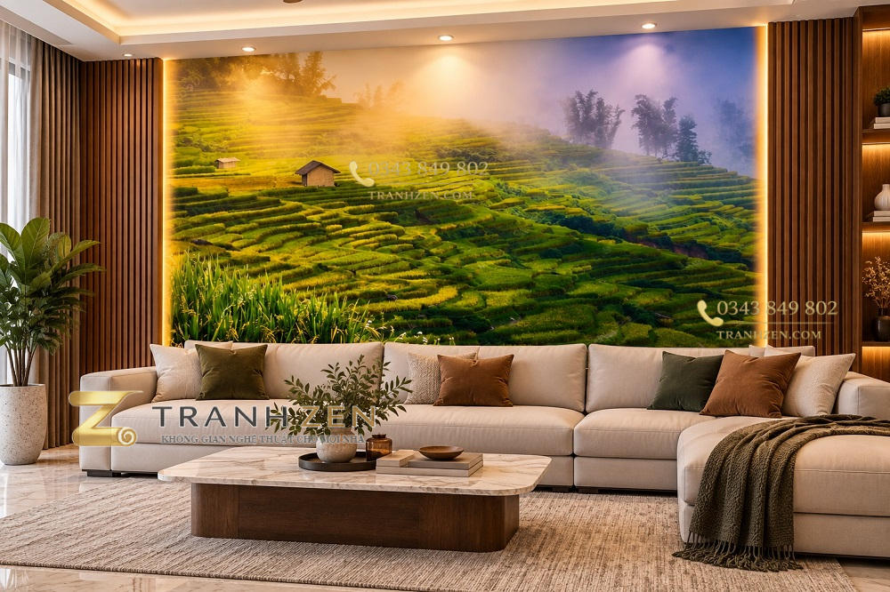 Tranh dán tường ruộng bậc thang mùa lúa phòng khách ab173365583