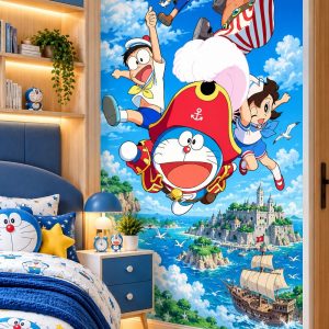 Tranh dán tường trẻ em doraemon hải tặc phiêu lưu phòng bé doraemon20263