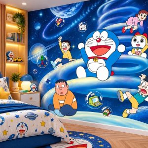 Tranh dán tường trẻ em doraemon khám phá vũ trụ phòng bé doraemon20264
