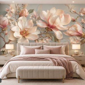 Tranh hoa mộc lan dán tường phòng ngủ sắc hoa pastel thanh lịch ab1847536112