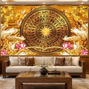 Tranh trống đồng dán tường phòng khách 41196