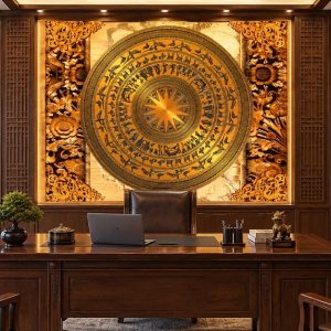 Tranh trống đồng dán tường phòng làm việc sang trọng 61245