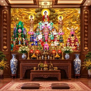 Tranh tứ phủ dán tường phòng thờ công đồng linh thiêng 41212