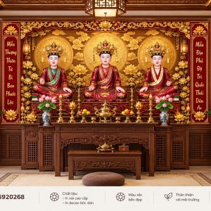 Tranh tứ phủ dán tường tam tòa thánh mẫu phòng thờ pt6920268