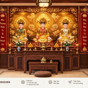 Tranh tứ phủ dán tường tam tòa thánh mẫu phòng thờ pt6920269