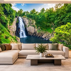 Tranh thác nước giữa rừng nhiệt đới xanh mát dán tường phòng khách ab152052325