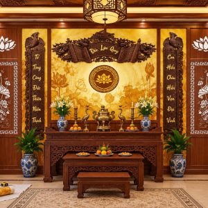 Dán tranh hoa sen đức lưu quang phòng thờ gia đình bp49907