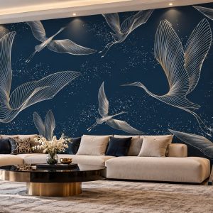 Tranh dán tường chim hạc phòng khách hiện đại ab715827531