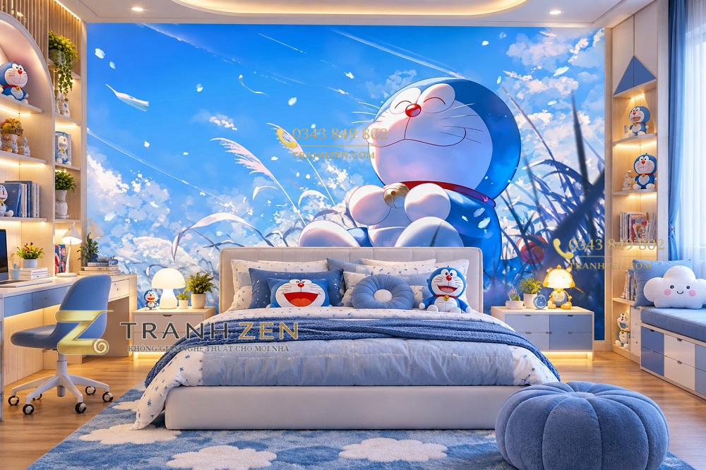 Tranh dán tường phòng trẻ em doraemon bầu trời xanh dr20267