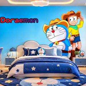 Tranh dán tường phòng trẻ em doraemon cao bồi dr20268