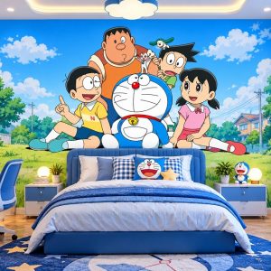 Tranh dán tường phòng trẻ em doraemon cùng bạn bè dr202610
