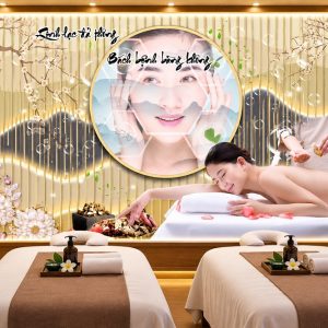 Tranh dán tường spa chăm sóc da massage dưỡng sinh phong cách á đông bp49735