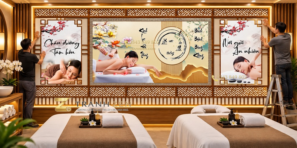 Tranh dán tường spa dưỡng sinh massage chăm sóc sức khỏe an nhiên bp49673